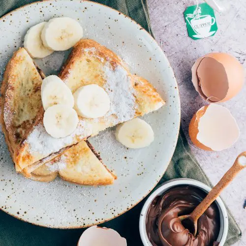 Gevulde wentelteefjes met Nutella