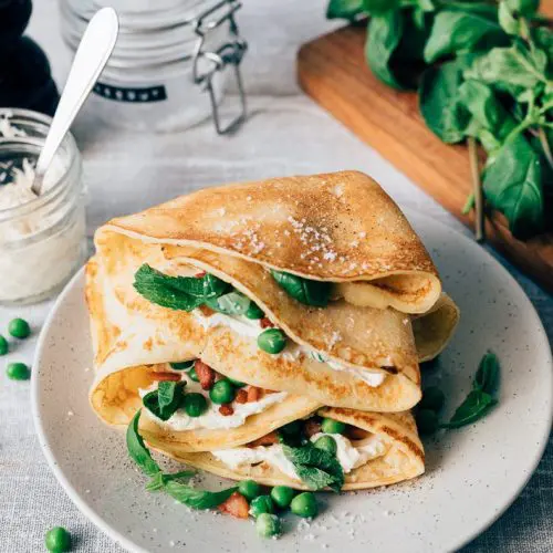 Hartige pannenkoek met doperwtjes