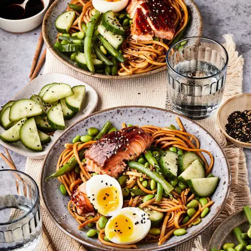 Noedels met zalm