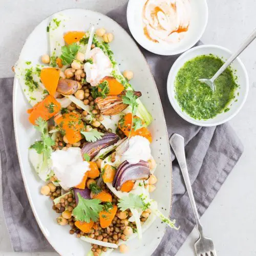 Salade met geroosterde pompoen