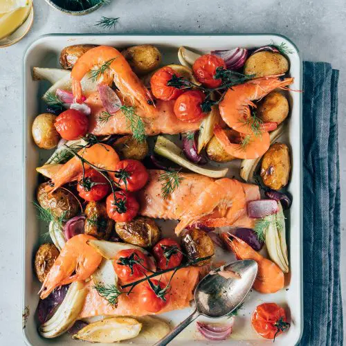 Traybake met zalm
