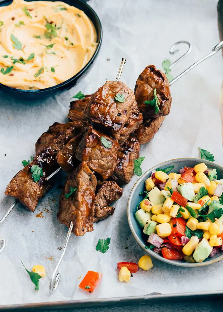 biefstuk spiezen met chipotle boter