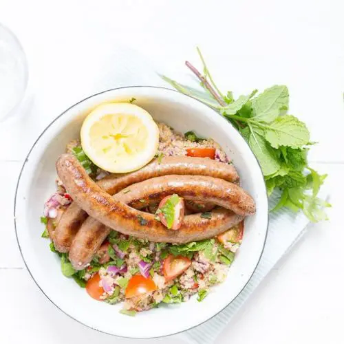 quinoa tabouleh met merguez