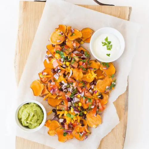Zoete aardappel nacho's