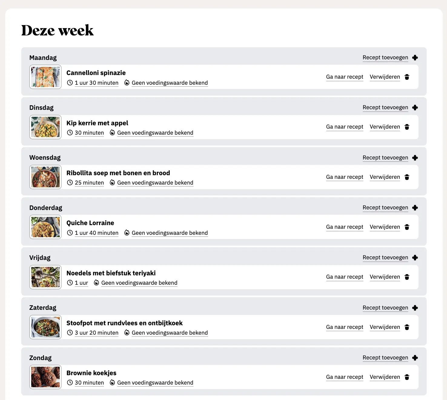 Maak je eigen weekmenu