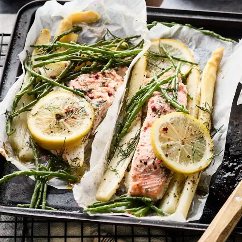 Asperges uit de oven met zalm