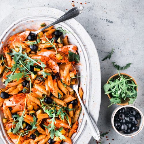 pastasalade met gerookte kip