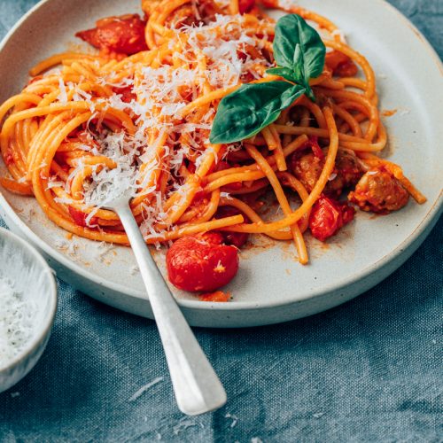 Pasta met worst