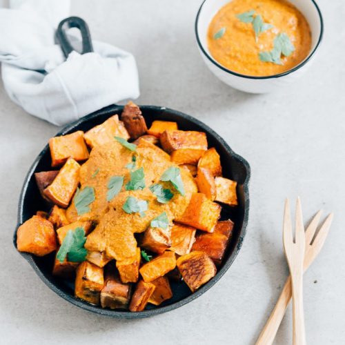 Patatas bravas van zoete aardappel