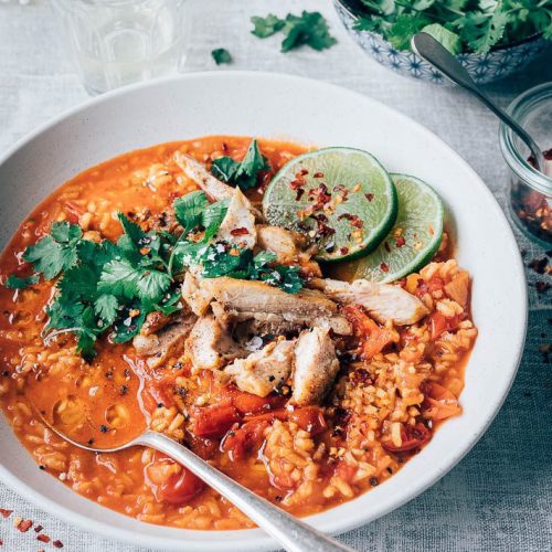 Rode curry rijstsoep