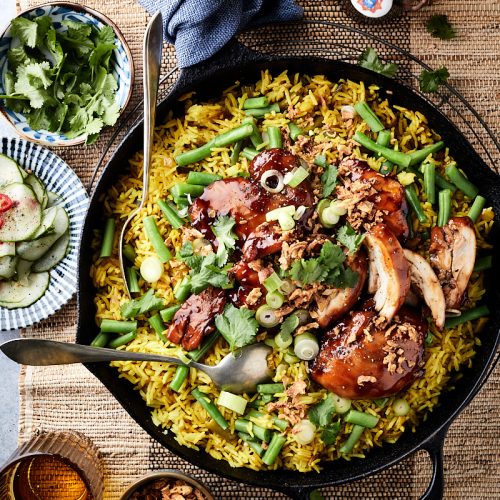 Sticky chicken met rijst