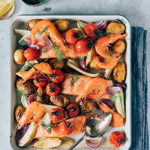 Traybake met zalm