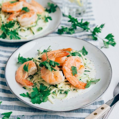 courgetti met garnalen-